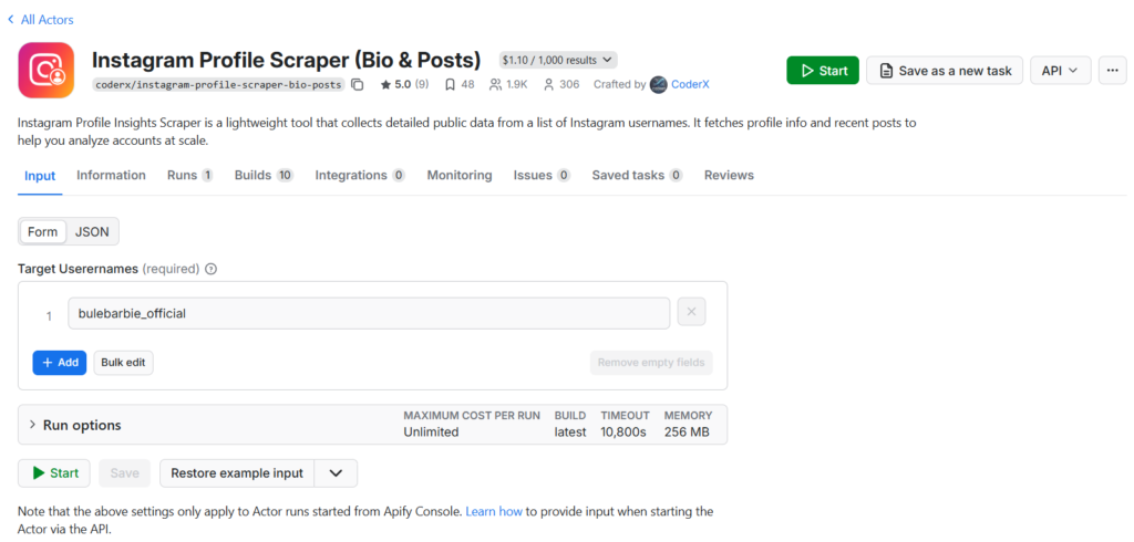 instagram profile scraper